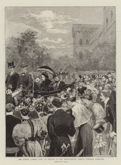 De tuinparty van de koningin in Windsor voor de afgevaardigden van het Internationale Spoorwegcongres door William Small